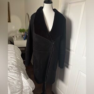 BB Dakota Faux Shearling Waterfall Coat Black | Size M